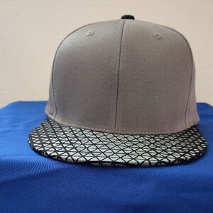 Gray and Black Geometric Snapback Hat